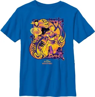 Boy's Marvel Doctor Strange in the Multiverse of Madness Magic Swirl T-Shirt - Royal Blue - Large