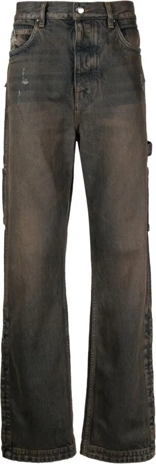 Side-Slit Wide-Leg Jeans