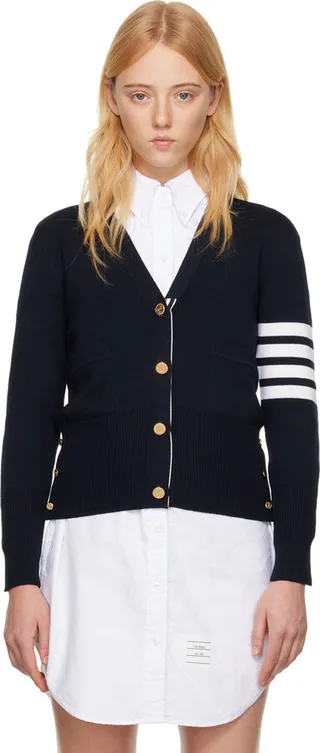 Thom Browne Navy 4-Bar Cardigan