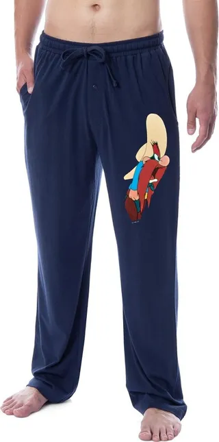 Looney Tunes Mens' Classic Yosemite Sam Character Sleep Pajama Pants (Small) Blue