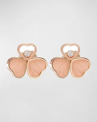 18K Rose Gold Triple Happy Hearts Diamond Earrings