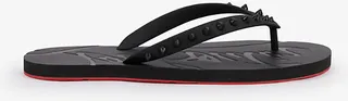 Womens Black Loubi Rubber Flip-flops