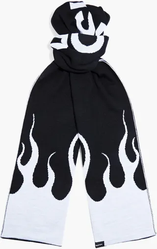Jacquard-knit wool-blend scarf