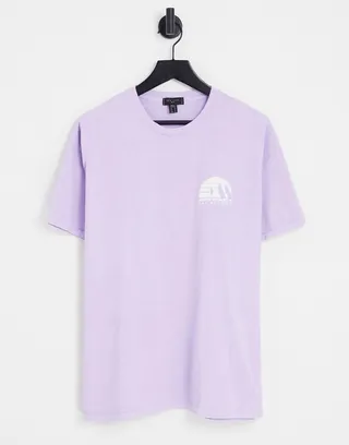 New Look aspen chest print T-shirt in purple