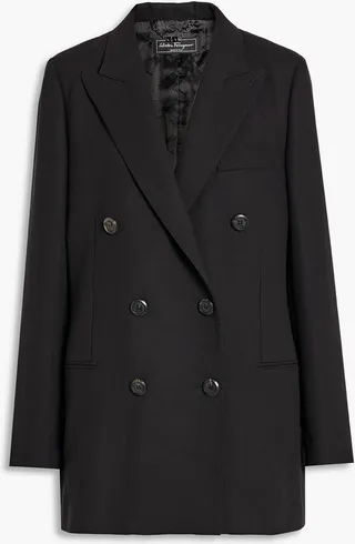 Double-breasted wool-crepe blazer