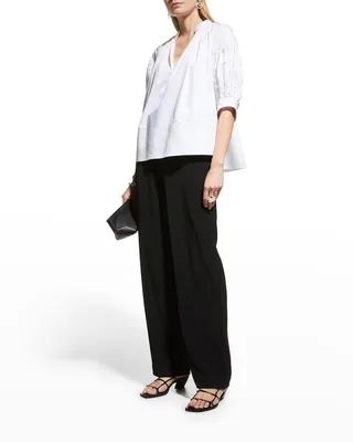 Wide-Leg Pull-On Pants