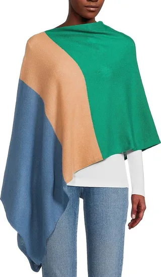 Colorblock Cashmere Poncho