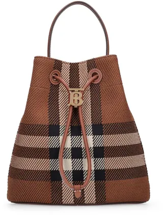 Small Check drawstring bucket bag