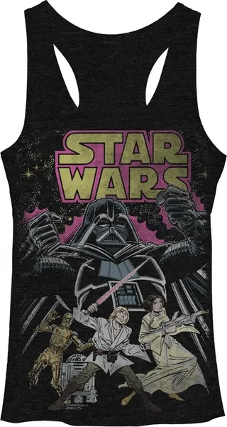 Women's Star Wars Comic Cover Racerback Tank Top - Black Heather - X Large