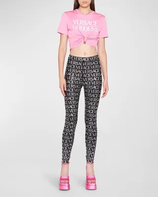 Logo Crystal-Embroidered Leggings