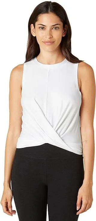 Beyond Yoga Featherweight Intersect Cropped Tank (Cloud White) Women's Clothing