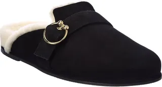 Stuart Weitzman Cozy Luxering Suede & Shearling Clog