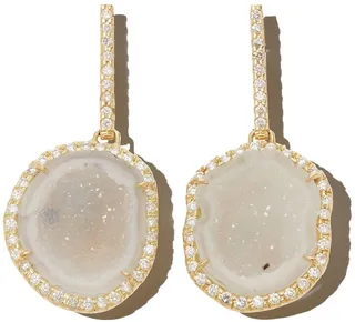 18kt Yellow Gold Geode And Diamond Drop Earrings