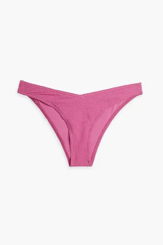 Heather polka-dot cloqué low-rise bikini briefs