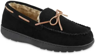 Isotoner Signature Men's Genuine Suede Moccasin Comfort Slipper with Berber lining