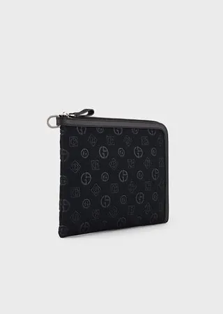 All-over logo jacquard knit pouch