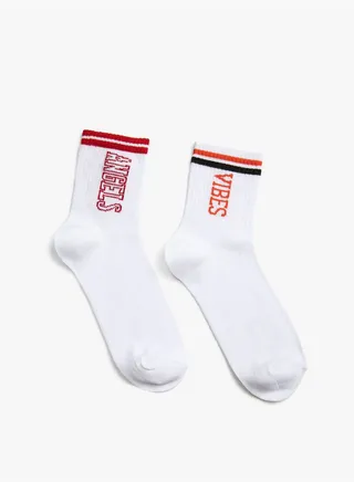 2-Pack Socks Set Slogan Printed