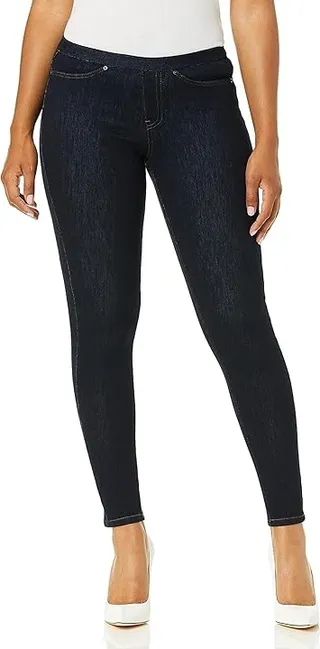 HUE Women's Solid Color Original Jeanz Denim Legging (Midnight Rinse) Women's Casual Pants