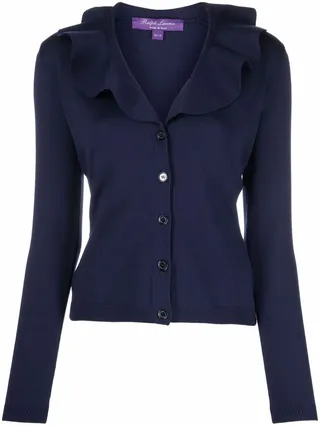 ruffled V-neck cardigan