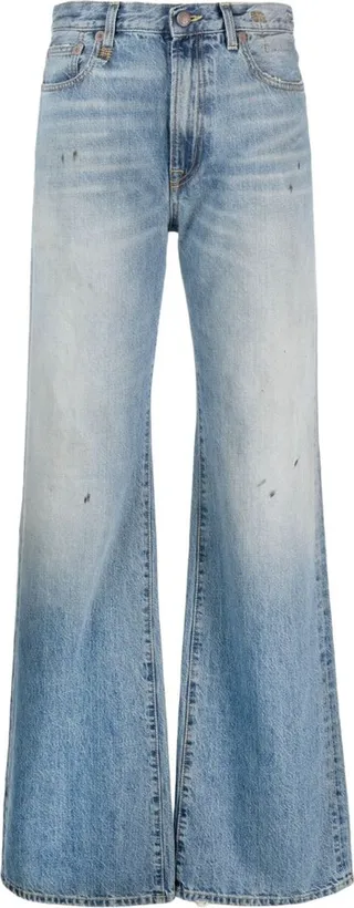 High-Rise Stonewashed Wide-Leg Jeans