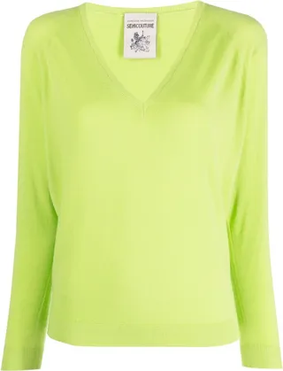 virgin-wool V-neck jumper