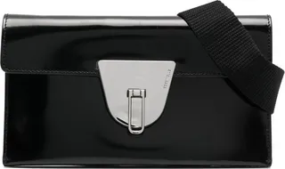 Engraved-Logo Leather Shoulder Bag