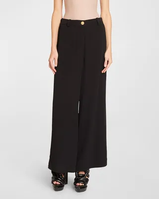Crepe Wide-Leg Palazzo Pants
