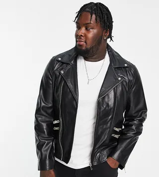 Bolongaro Trevor Plus Ivar biker leather jacket in black