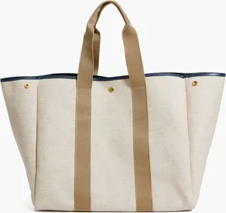 Beige Traversee L Linen Tote