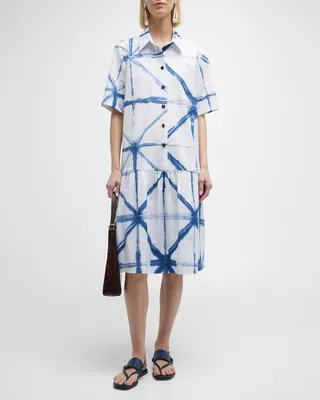 Troy Shibori Midi Shirtdress