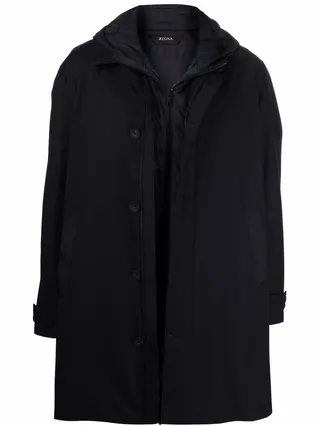 Layered Hooded Coat