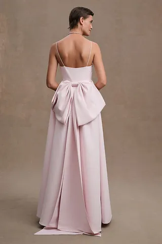 Sachin & Babi Hadley V-Neck Back-Bow Empire Gown Pink