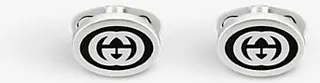 Mens Silver Interlocking GG Sterling-silver Cuff Links