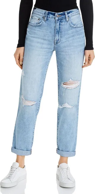 Presley Womens Denim Light Wash Boyfriend Jeans