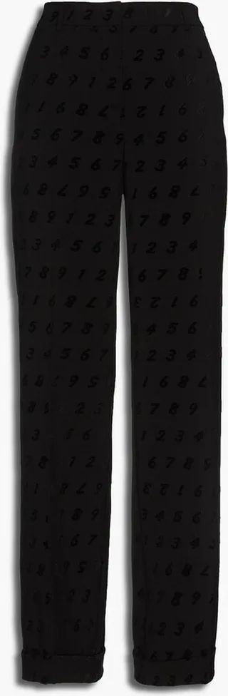Flocked tweed wide-leg pants