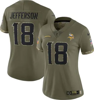 Women's Nike Justin Jefferson Olive Justin Jefferson 2022 Salute To Service Limited Jersey