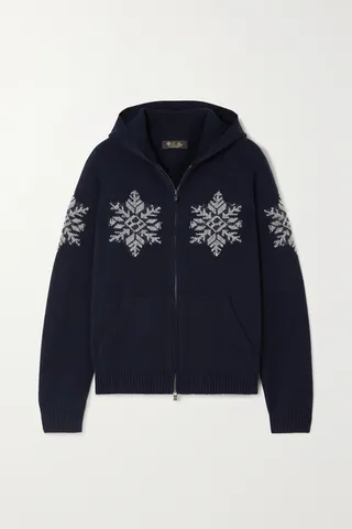 Loro Piana - Embroidered Cashmere Zip-up Hoodie - Blue