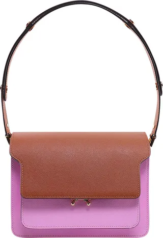 Trunk saffiano leather shoulder bag