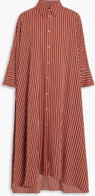 Diana striped twill midi shirt dress
