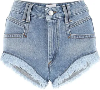Shorts realized in pure cotton denim enriched by fringed hemline.