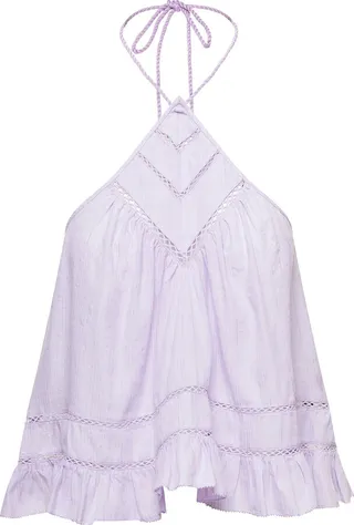Lilac Halterneck Flared Top In Cotton Blend Woman