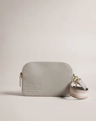 Branded Webbing Camera Bag in Light Gray