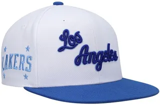 Men's Mitchell & Ness White and Royal Los Angeles Lakers Hardwood Classics Snapback Hat