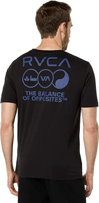 RVCA Tri Balance Short Sleeve Tee (Black) Men's Clothing