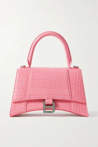 Balenciaga - Hourglass Small Croc-effect Leather Tote - Pink