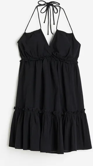 Ruffle-trimmed Halterneck Dress