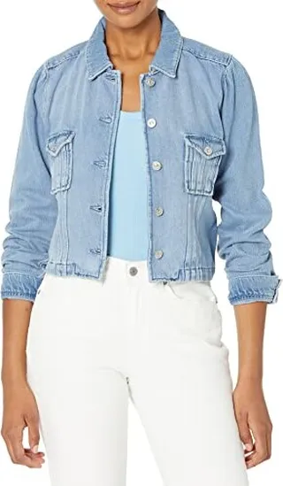 PAIGE womens Pacey Boxy Fit Utility Pockets Subtle Puff Sleeve in Hyland jacket