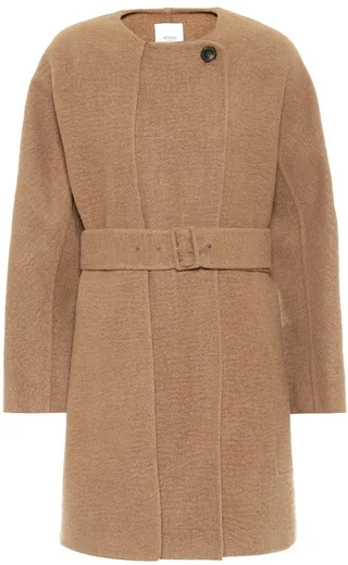 Belted camel coat