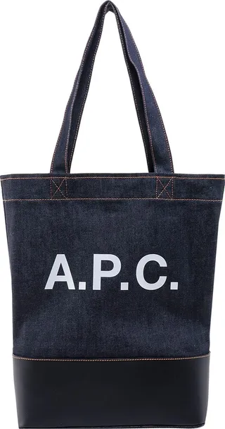 Denim shoulder bag with frontal logo