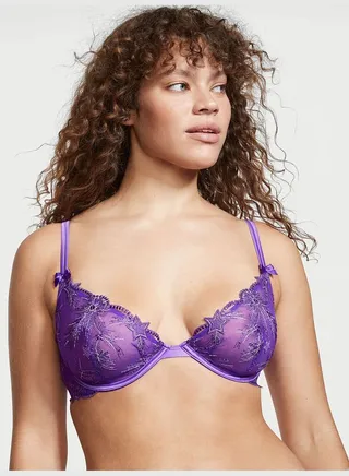 Unlined Star Embroidered Demi Bra